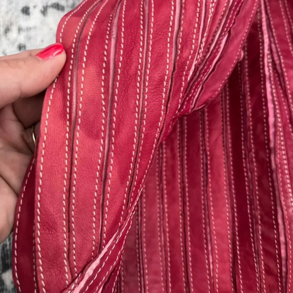 GIMOS Leather & Mesh Jacket Shirt RED RARE Vintage M Goodfellows Casino - Picture 7 of 9